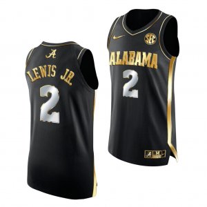 Men's Alabama Crimson Tide #2 Kira Lewis Jr. 2021 March Madness Sweet 16 Black Golden NCAA College Football Jersey 2403BKYX8